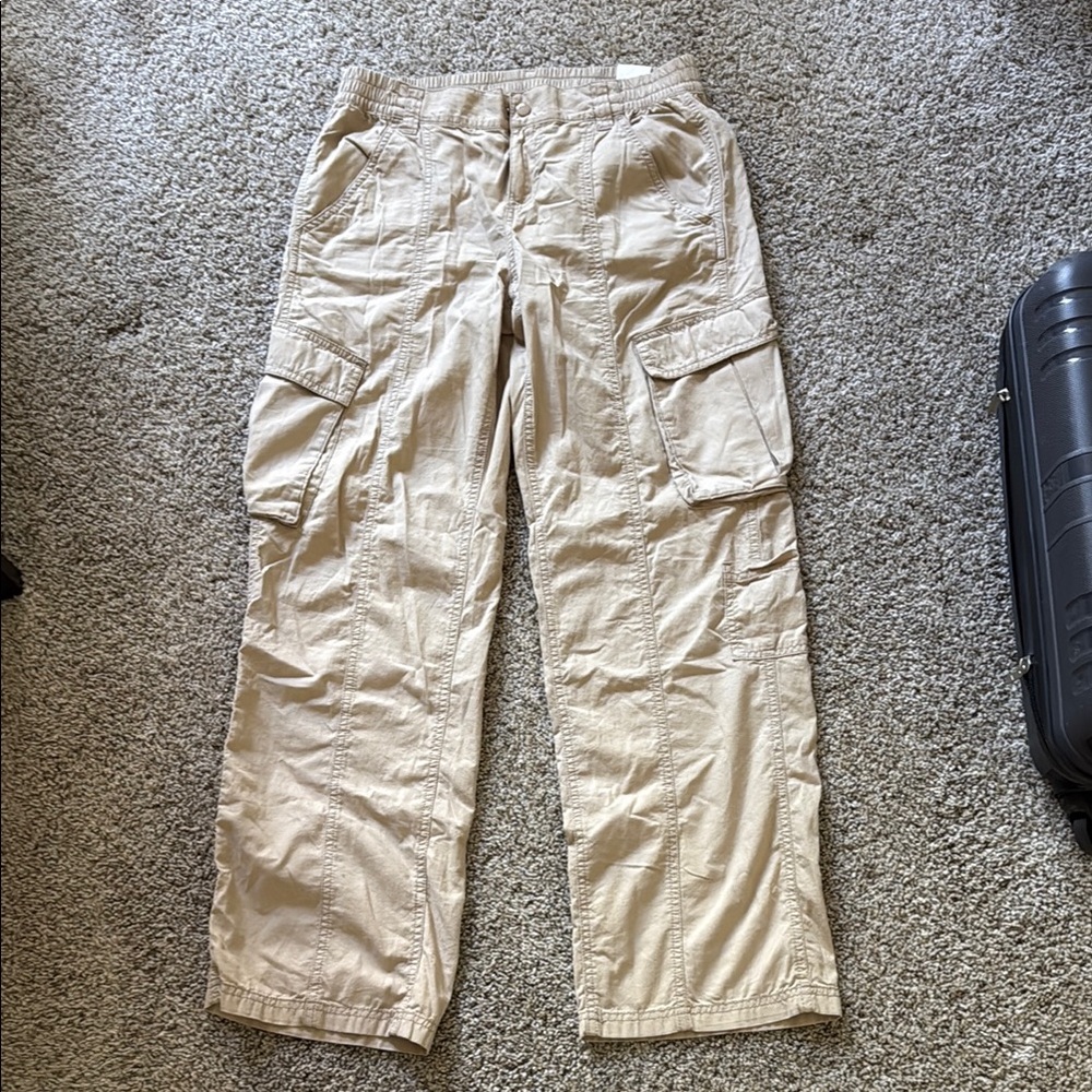 Tan Straight Leg Trousers Relaxed Fit